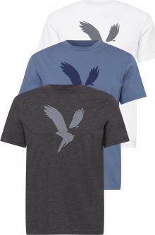 American Eagle Tričko chladná modrá / grafitová / černá / bílá