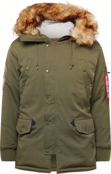 ALPHA INDUSTRIES Zimní bunda \'Arctic Discoverer\' světlemodrá / khaki / červená / bílá