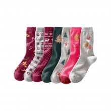 Blancheporte Sada 7 párů ponožek s vánočním motivem bordó+šedá+modrá 35/38