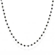 Amen Nadčasový stříbrný náhrdelník s černými krystaly Romance CLBN 70 cm