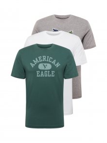 American Eagle Tričko \'HEATHERS\' tmavě zelená / bílá / šedý melír