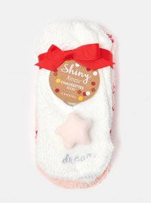 Sada dvou párů nízkých ponožek v růžové a bílé barvě s vánočním motivem CAMAIEU - ONE SIZE