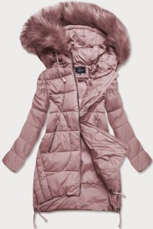 Dámská prošívaná zimní bunda ve starorůžové barvě s kapucí (7709BIG) růžová 52