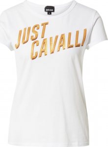 Just Cavalli Tričko bílá / zlatě žlutá