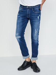 Tmavě modré pánské slim fit džíny Replay Hyperflex Re-used  X.L.I.T.E. Broken Repair Anbass Jeans - S (31/34)