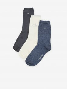 Set dámských ponožek v modré, bílé a šedé barvě Calvin Klein - ONE SIZE