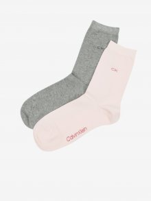 Sada dvou párů dámských ponožek v růžové a šedé barvě Calvin Klein Underwear - ONE SIZE