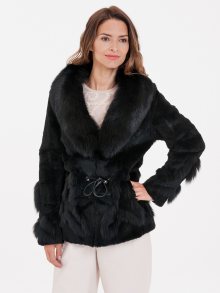Černý dámský kabát z pravé kožešiny KARA - S