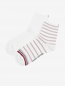  Sada dámských ponožek v bílé barvě Tommy Hilfiger Short Sock 2P Preppy - 35-38