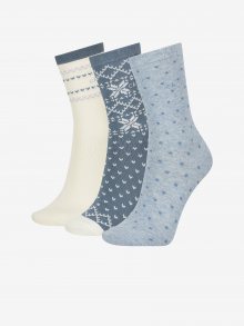 Set dámských ponožek v krémové a modré barvě Calvin Klein - ONE SIZE