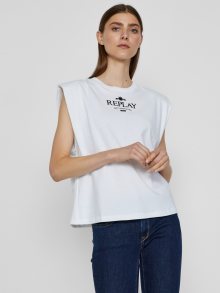 Bílé dámské tričko s potiskem Replay - L