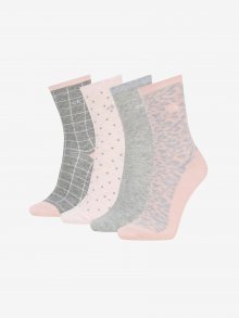 Set dámských ponožek v šedé a světle růžové barvě Calvin Klein - ONE SIZE