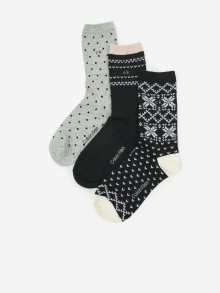 Set dámských ponožek v šedé a černé barvě Calvin Klein - ONE SIZE