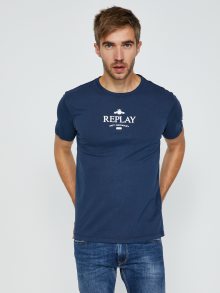 Tmavě modré pánské tričko s potiskem Replay Not ordinary people - L