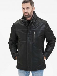 Černá pánská kožená zateplená bunda KARA Prinz - M