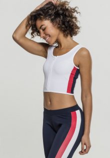 Urban Classics Ladies Side Stripe Cropped Zip Top white/firered/navy - XS