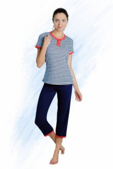 Sesto Senso Emma Dámské pyžamo XL tmavě modrá/proužky