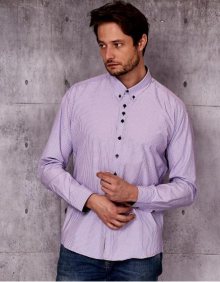 Pánská fialová kostkovaná košile PLUS SIZE