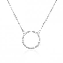 Beneto Oslnivý stříbrný náhrdelník se zirkony AGS1169/47