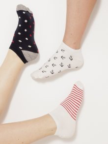 Sada tří párů vzorovaných ponožek v černé a bílé barvě CAMAIEU  - 36-38