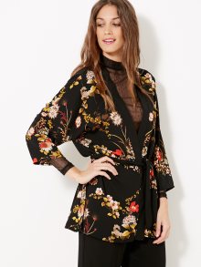 Černé květované kimono CAMAIEU - XL