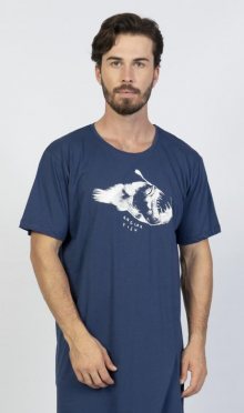 Pánská noční košile s krátkým rukávem Angler fish | tmavě modrá | 3XL