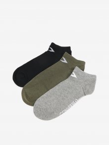 Sada tří párů pánských ponožek v šedé, khaki a černé barvě Converse - 39-42