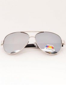 Stříbrné sluneční brýle Aviators s polarizací pro piloty