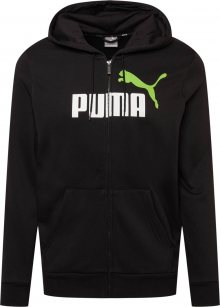 PUMA Sportovní mikina s kapucí \'Essentials\' černá / bílá / zelená