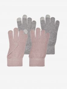 Sada dvou párů rukavic v šedé a růžové barvě ONLY Magic - ONE SIZE