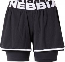 NEBBIA Sportovní kalhoty \'FastFit\' černá / bílá