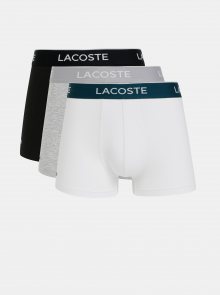 Sada tří boxerek v černé, šedé a bílé barvě Lacoste - S