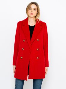 Červený kabát s příměsí vlny CAMAIEU - XXL