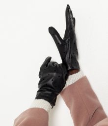 Černé kožené rukavice CAMAIEU - M