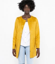Žlutý lehký kabát v semišové úpravě CAMAIEU - S