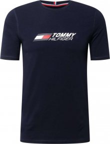 Tommy Sport Funkční tričko tmavě modrá / bílá / ohnivá červená