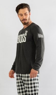 Pánské dlouhé pyžamo Vienetta Secret Boss | šedá | L