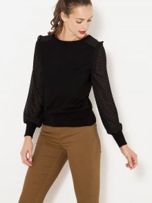 Černý svetr s krajkovými rukávy CAMAIEU  - XL