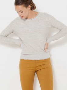 Světle šedý žíhaný lehký svetr s knoflíky na zádech CAMAIEU  - XL