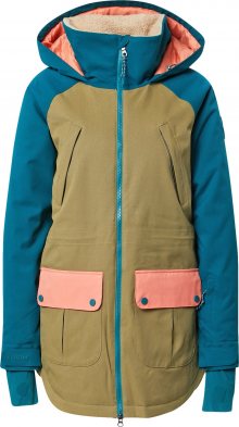 BURTON Outdoorová bunda khaki / pastelová modrá / korálová