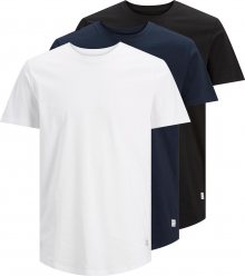 JACK & JONES Tričko bílá / marine modrá / černá