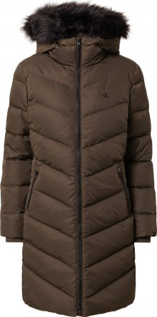 Calvin Klein Jeans Zimní kabát tmavě hnědá / černá