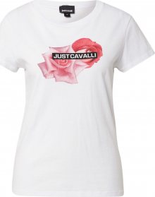 Just Cavalli Tričko bílá / pink / růžová / korálová / černá