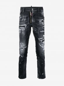 Tmavě šedé pánské slim fit džíny s potrhaným efektem DSQUARED2 - S