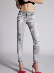 Světle šedé dámské skinny fit džíny s potrhaným efektem DSQUARED2 - M