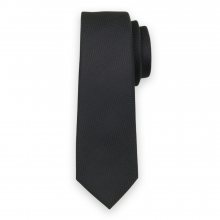 Pánská úzká kravata černé barvy se vzorem herringbone 13466