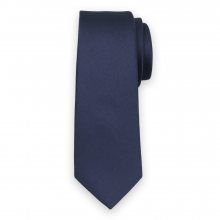 Pánská úzká kravata tmavě modré barvy s jemným proužkem 13465