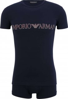 Emporio Armani Pyžamo krátké námořnická modř / tmavě červená / bílá