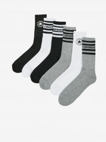 Sada pěti párů ponožek v černé, šedé a bílé barvě Converse - 43-46