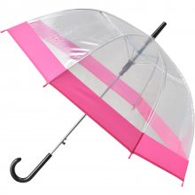 Semiline Dlouhý průhledný deštník s automatickým otevíráním 2507-5 Transparent/Pink Průměr 90